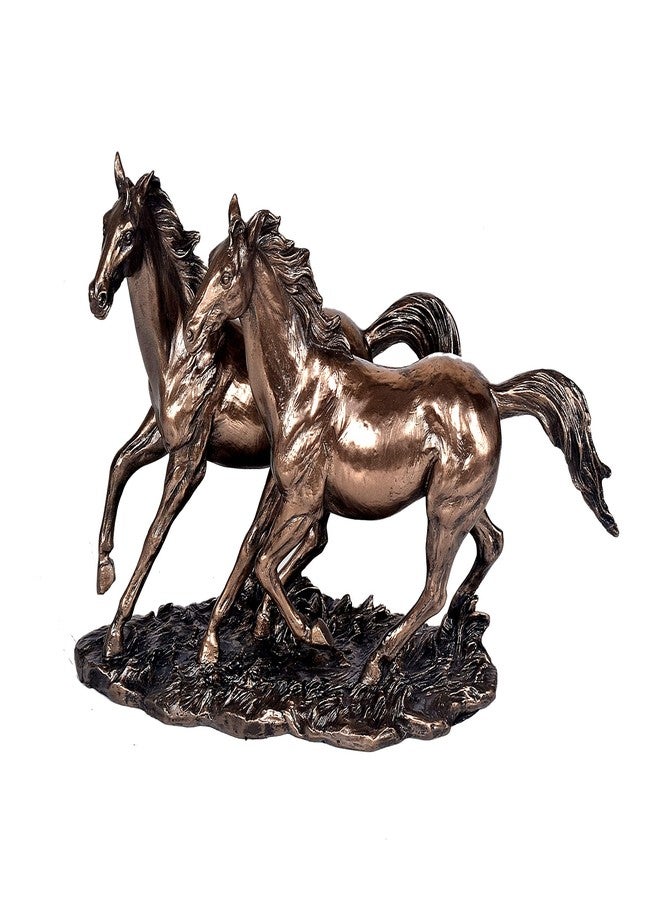 Aone India India Bronze Finished Resin Sculpture Two Running Horses 8.5 W X 6 H - Image 1